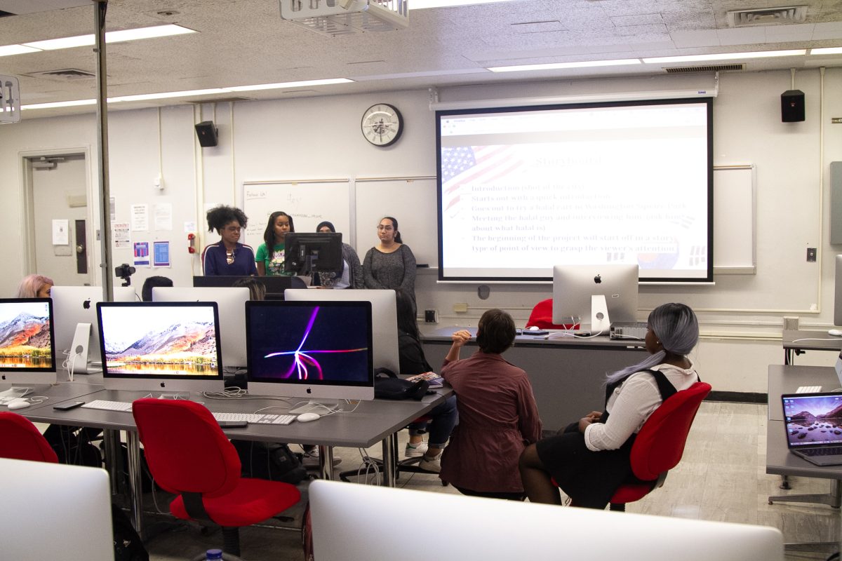 American students prepping for their presentation 