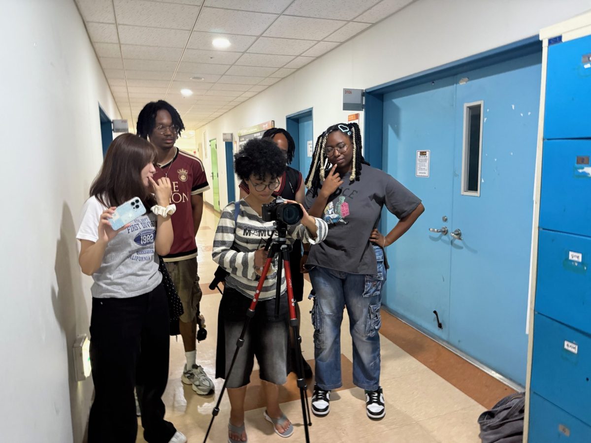 Students setting up a shot