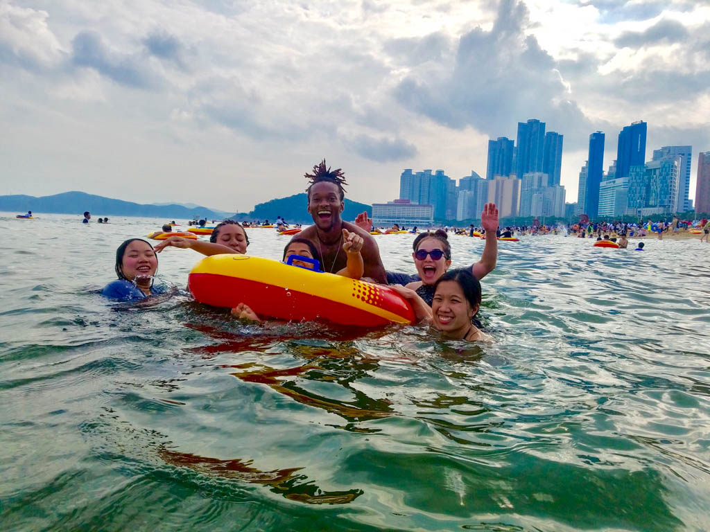 Playing in the Haeundae beach